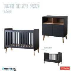 Chambre Duo Avec Lit 60x120 PERICLES Style Black