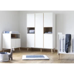 Chambre Trio 60x120 + Armoire 5 Portes PERICLES Style White