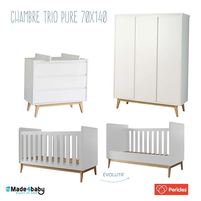 Chambre Trio Avec Lit 70x140 Transformable PERICLES Pure Blanc 3 Chambre Trio Avec Lit 70x140 Transformable PERICLES Pure Blanc