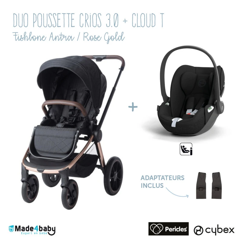 Duo Poussette Crios 3.0 PERICLES Rose Gold/Fishbone + Cloud T I-Size CYBEX 3 Duo Poussette Crios 3.0 PERICLES Rose Gold/Fishbone + Cloud T I-Size CYBEX