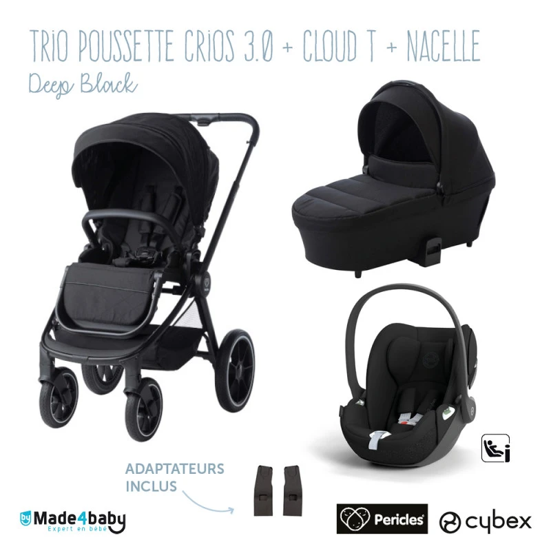 Trio Poussette Crios 3.0 + Nacelle PERICLES Deep Black + Cloud T I-Size CYBEX 3 Trio Poussette Crios 3.0 + Nacelle PERICLES Deep Black + Cloud T I-Size CYBEX