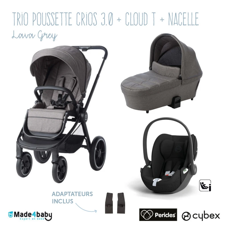 Trio Poussette Crios 3.0 + Nacelle PERICLES Lava Grey + Cloud T I-Size CYBEX 3 Trio Poussette Crios 3.0 + Nacelle PERICLES Lava Grey + Cloud T I-Size CYBEX